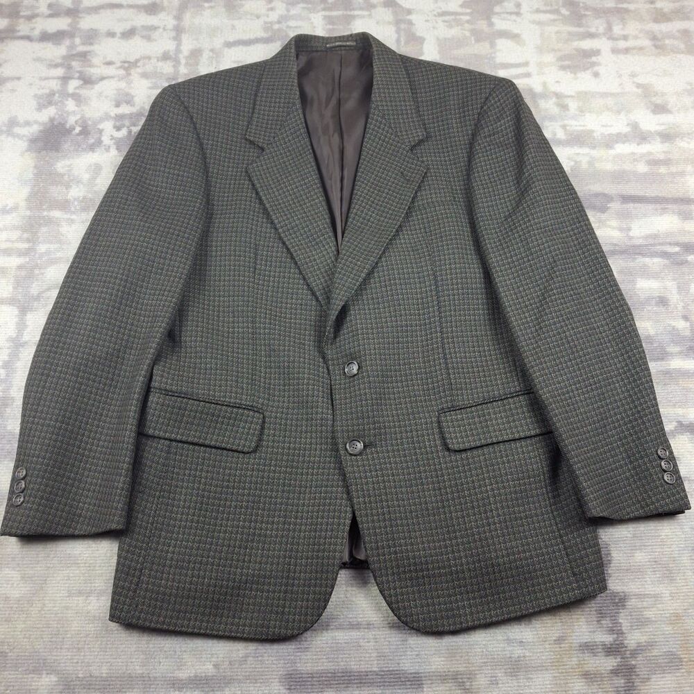 Joseph Feiss International Mens 44R Blazer Suit Jacket 100 Wool Green Micro...